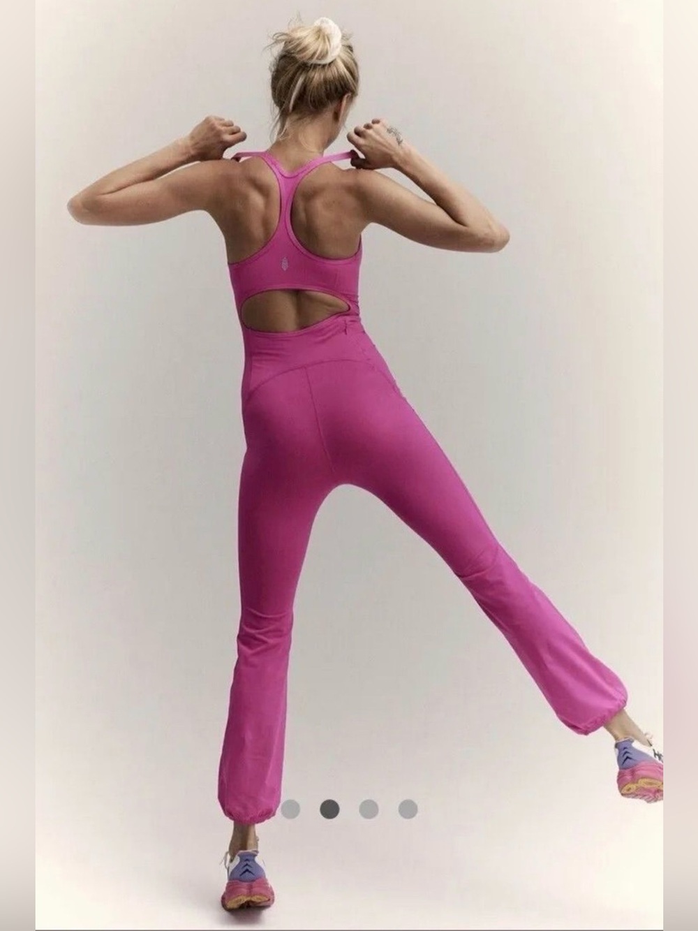 FP Movement by Free People Hot Pink Racerback Jumpsuit with Cutout